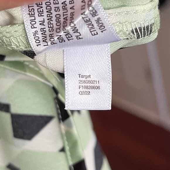 Future Collective Green Black Geometric Lace Trim Satin Slip Dress Women's XS - Picture 10 of 12